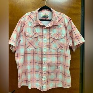Magellan pink plaid, pearl snap shirt